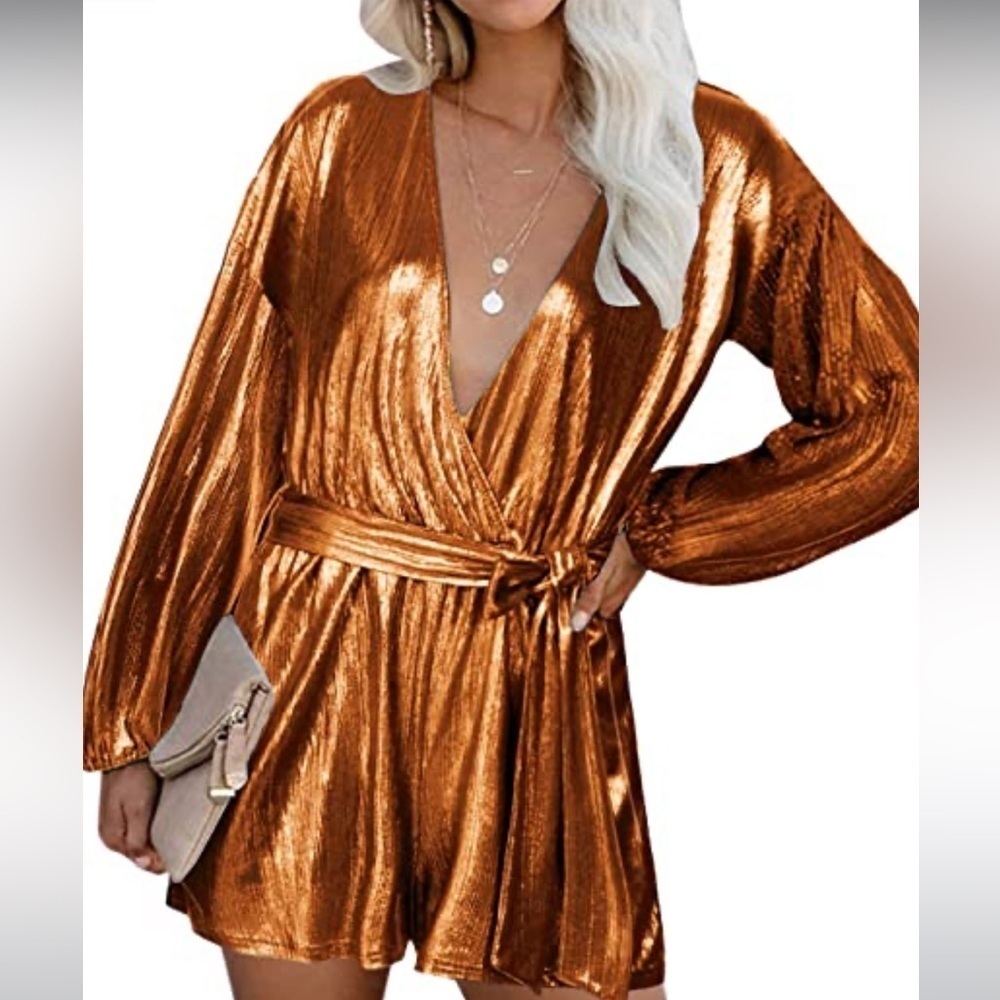 NWT Copper Metallic Romper XS